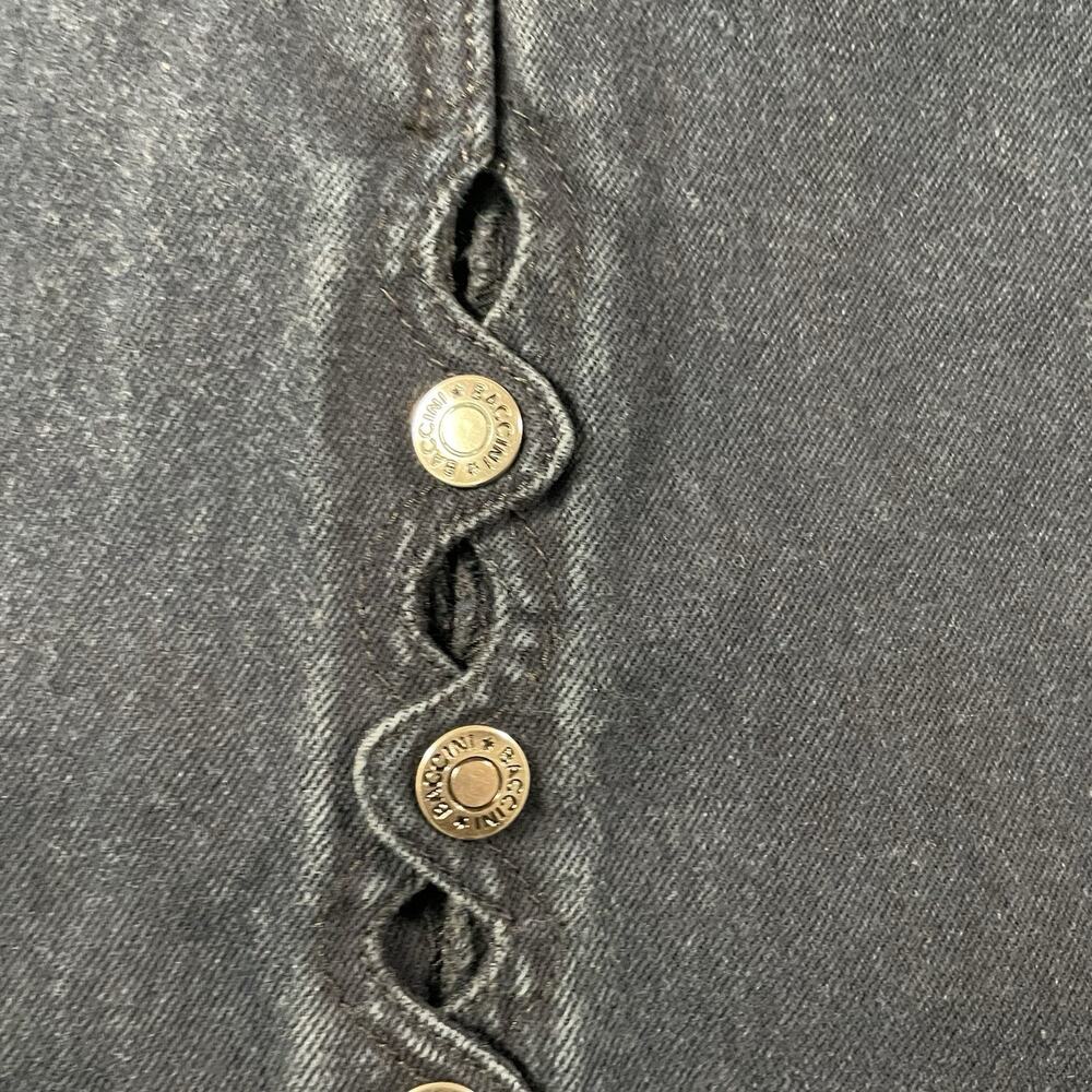 Y2K Baccini Dark Blue Denim Midi Skirt Straight Pencil Button Back Size 5/6 - Picture 10 of 11